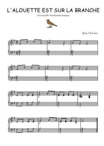 Téléchargez l'arrangement pour piano de la partition de L'alouette est sur la branche en PDF